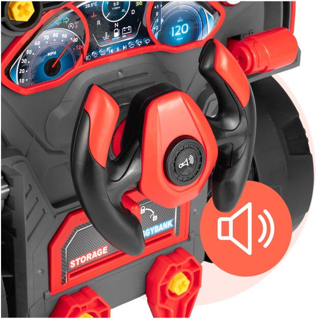 Žaislinis automobilio meistro sunkvežimio variklio išardymo rinkinys su vairavimo simuliatoriumi, garsais ir šviesomis 9