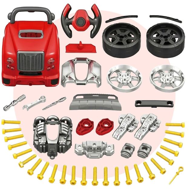 Žaislinis automobilio meistro sunkvežimio variklio išardymo rinkinys su vairavimo simuliatoriumi, garsais ir šviesomis 14