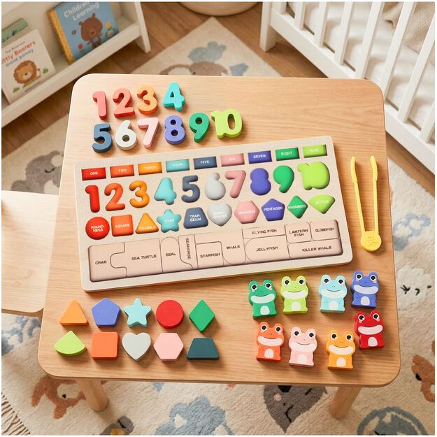 Lavinamoji medinė lenta Suskaičiuokim varlytes 8