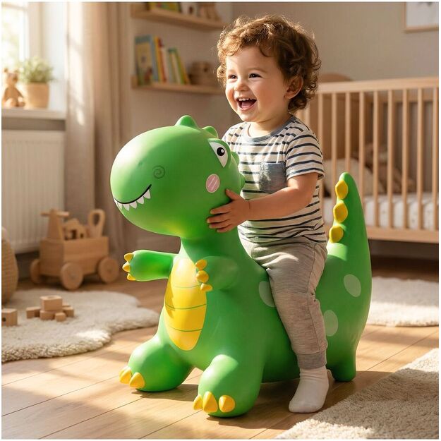 Pripučiamas guminis šokliukas Dinozauras su pompa, 49 cm 5