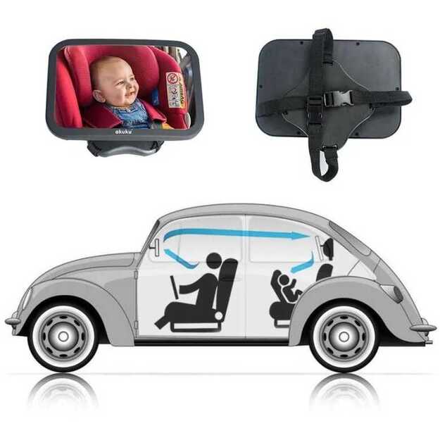 Akuku autokėdutės veidrodis automobiliui, A0646