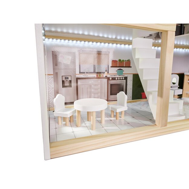 LULILO Medinis lėlių namelis Floro Boho su LED apšvietimu, 78 cm