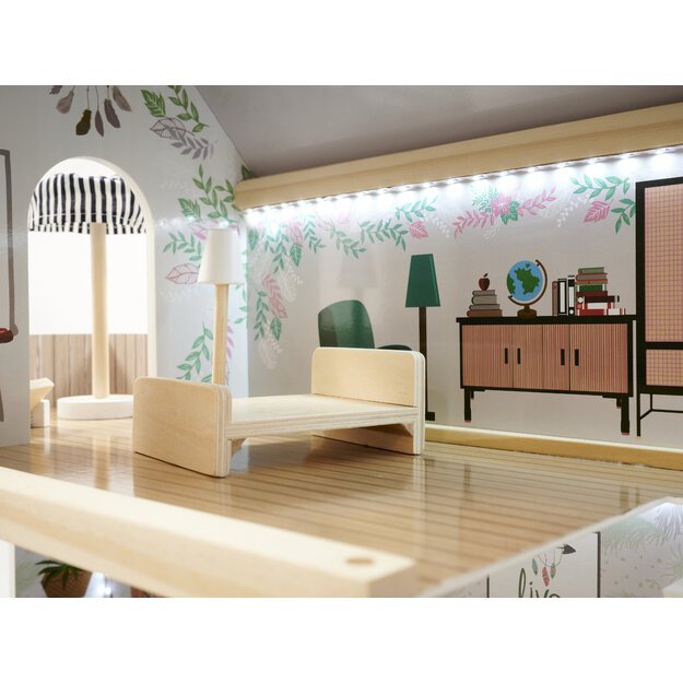 LULILO Medinis lėlių namelis Floro Boho su LED apšvietimu, 78 cm