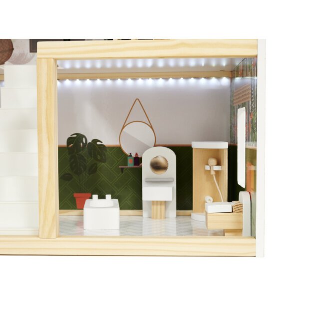 LULILO Medinis lėlių namelis Floro Boho su LED apšvietimu, 78 cm