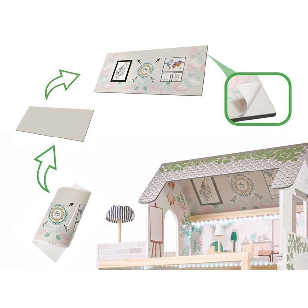 LULILO Medinis lėlių namelis Floro Boho su LED apšvietimu, 78 cm