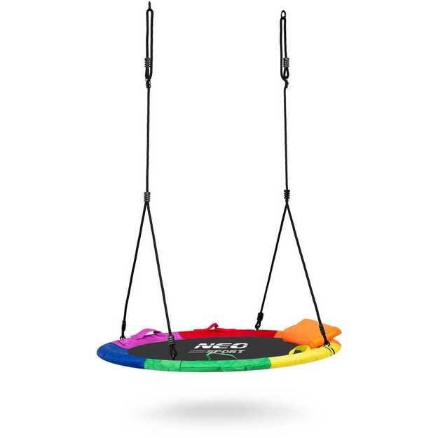 Neo-Sport Swingo XXL įvairiaspalvės gandro lizdo sūpynės 120 cm