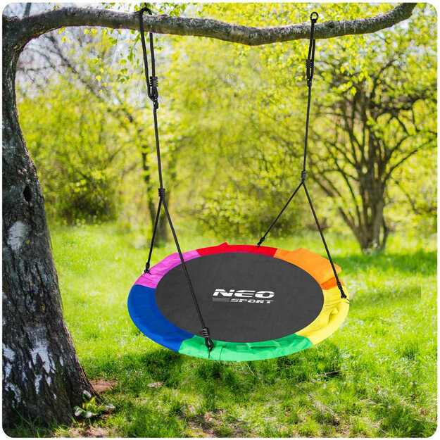 Neo-Sport Swingo XXL įvairiaspalvės gandro lizdo sūpynės 120 cm