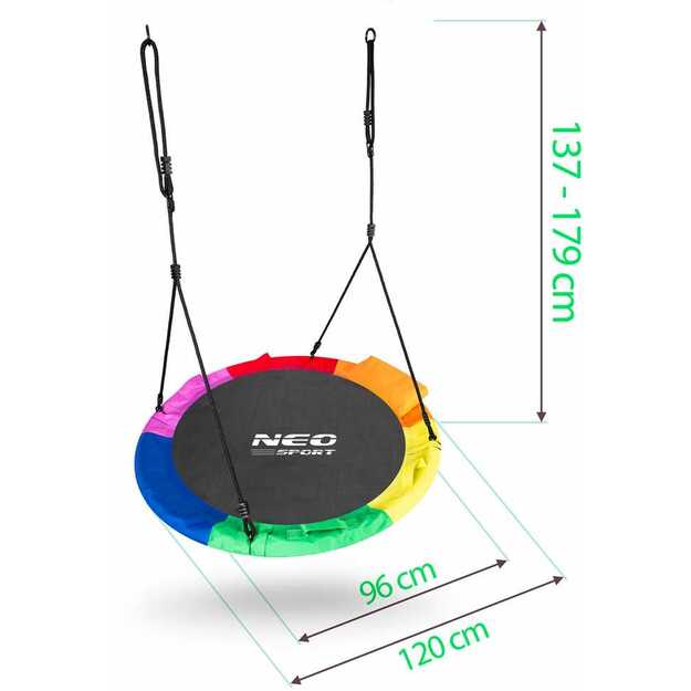 Neo-Sport Swingo XXL įvairiaspalvės gandro lizdo sūpynės 120 cm