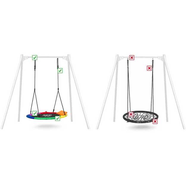 Neo-Sport Swingo XXL įvairiaspalvės gandro lizdo sūpynės 120 cm