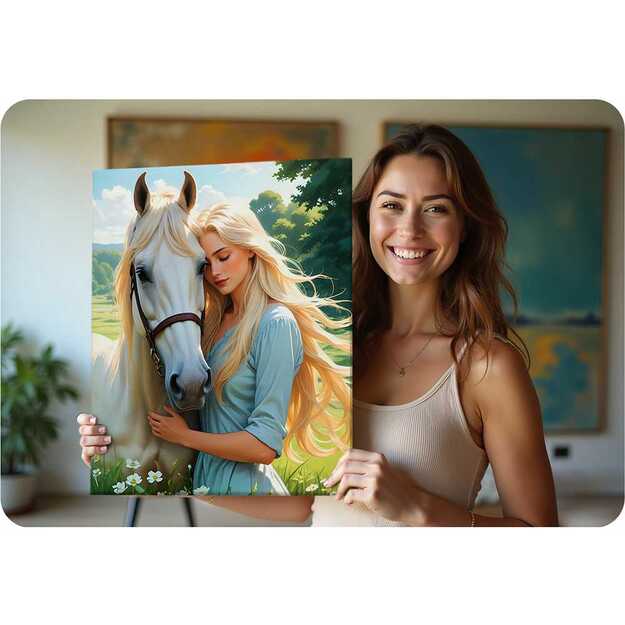 Paveikslas tapybai pagal skaičius 40x50 cm Massido Moters su arkliu portretas 6