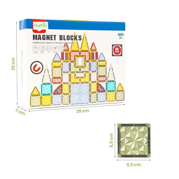 Magnetinis konstruktorius „Magnetic Blocks”, 60 vnt 1