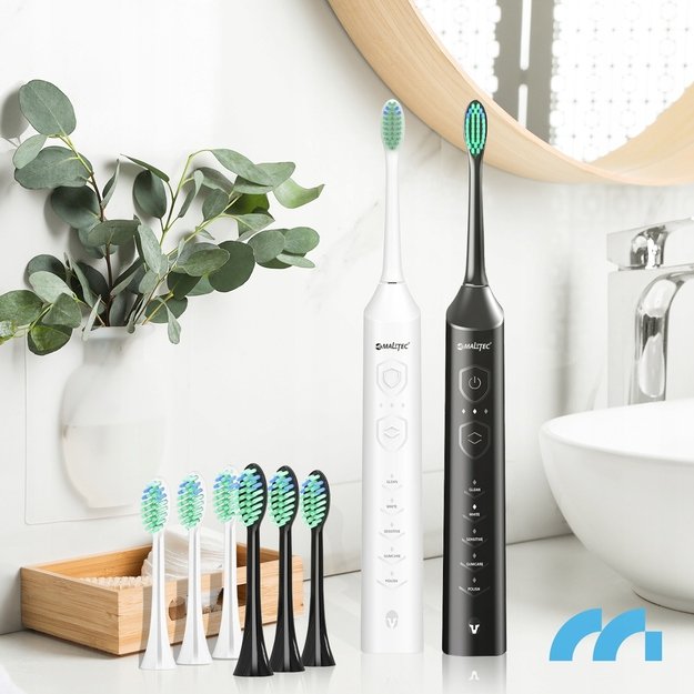 MalTec elektrinių dantų šepetėlių rinkinys 2x SONIC su 6 galvutėmis ir įkrovikliu 7