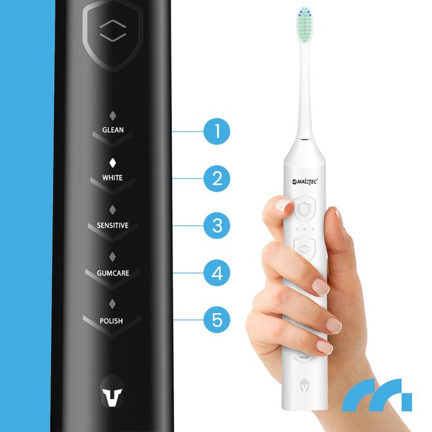 MalTec elektrinių dantų šepetėlių rinkinys 2x SONIC su 6 galvutėmis ir įkrovikliu 8