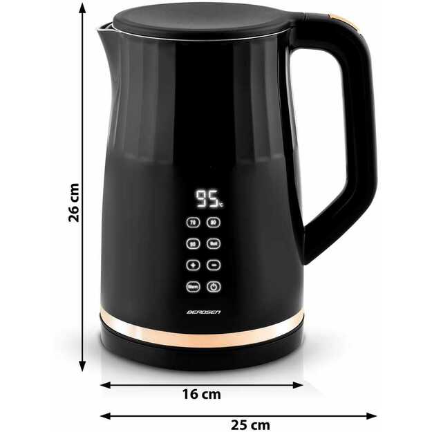 Berdsen BD-706 elektrinis virdulys 1,7 l su temperatūros valdymu ir jutikliniu ekranu, juodas 3