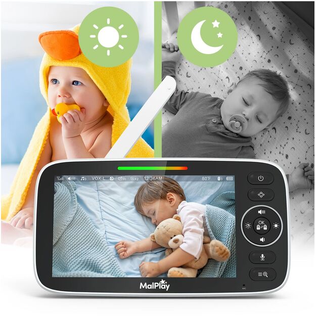 Kūdikio stebėjimo kamera su tiesioginio stebėjimo funkcija, naktinis režimas, VOX HD LCD 5 colių 4