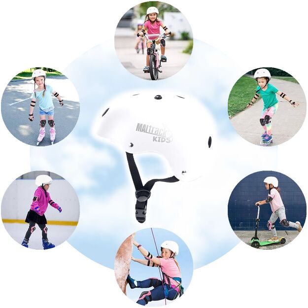 Vaikiškas dviratininko šalmas, reguliuojamas, 48–54 cm, baltas 1