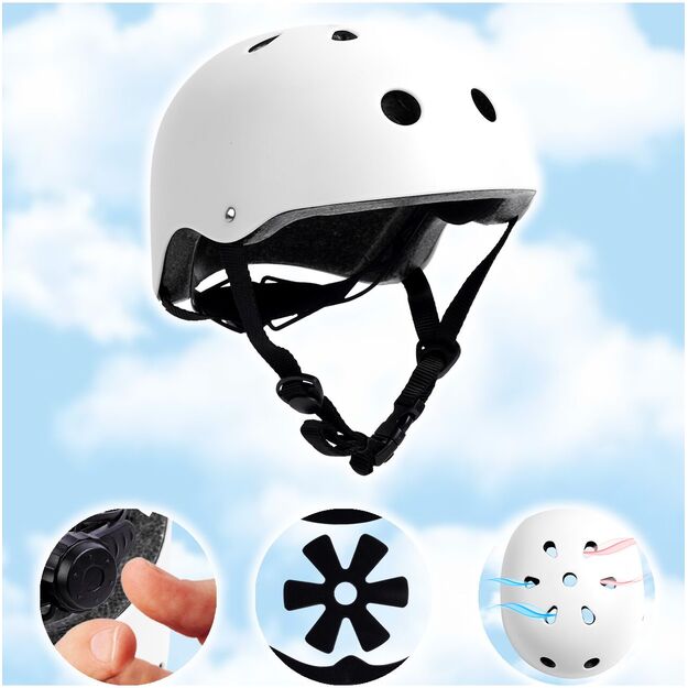 Vaikiškas dviratininko šalmas, reguliuojamas, 48–54 cm, baltas 5