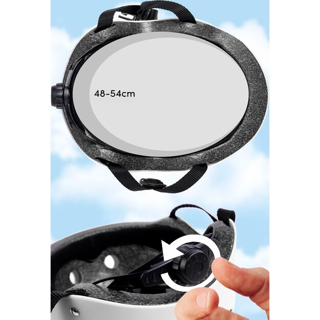 Vaikiškas dviratininko šalmas, reguliuojamas, 48–54 cm, baltas 6