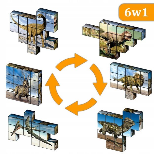 Magnetinių kaladėlių 3D dėlionė Dinozaurai, 16 vnt. 2