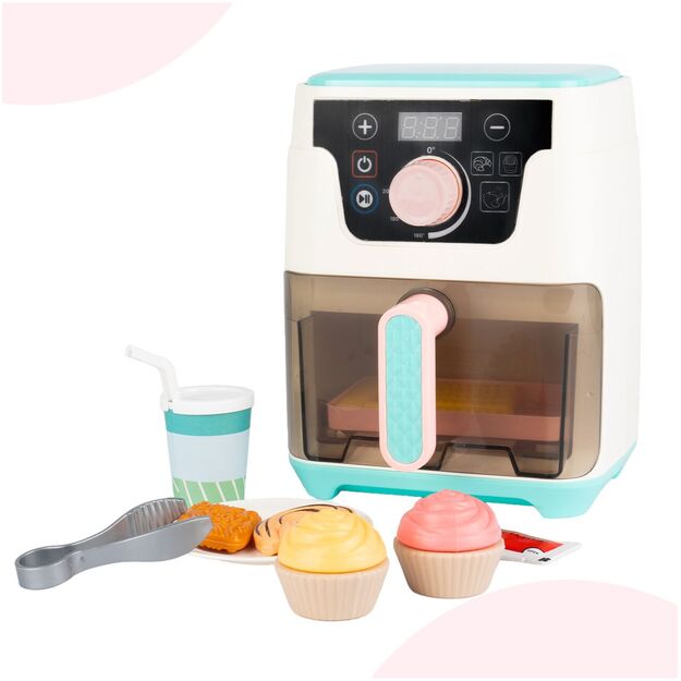 Žaislinė oro gruzdintuvė su atidaromu stalčiu, priedais, šviesa ir garsu 3