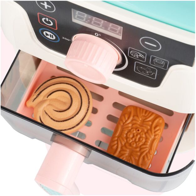 Žaislinė oro gruzdintuvė su atidaromu stalčiu, priedais, šviesa ir garsu 5