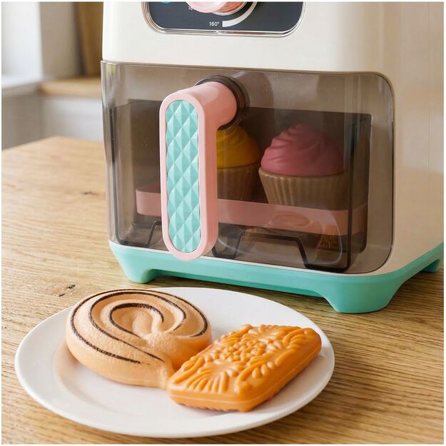 Žaislinė oro gruzdintuvė su atidaromu stalčiu, priedais, šviesa ir garsu 4