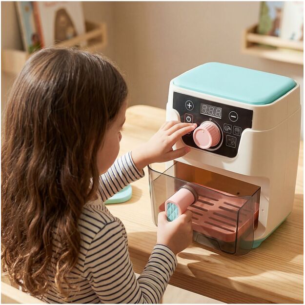 Žaislinė oro gruzdintuvė su atidaromu stalčiu, priedais, šviesa ir garsu 8