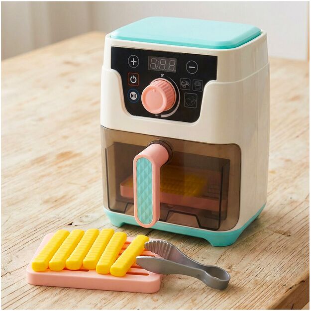 Žaislinė oro gruzdintuvė su atidaromu stalčiu, priedais, šviesa ir garsu 11