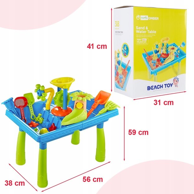 Smėlio ir vandens žaidimų stalas su priedais, 38 el. 3