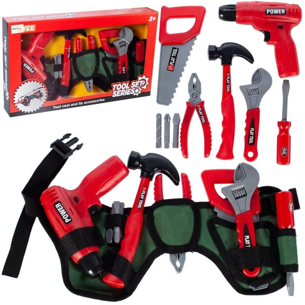 Žaislinis meistro įrankių rinkinys su diržu