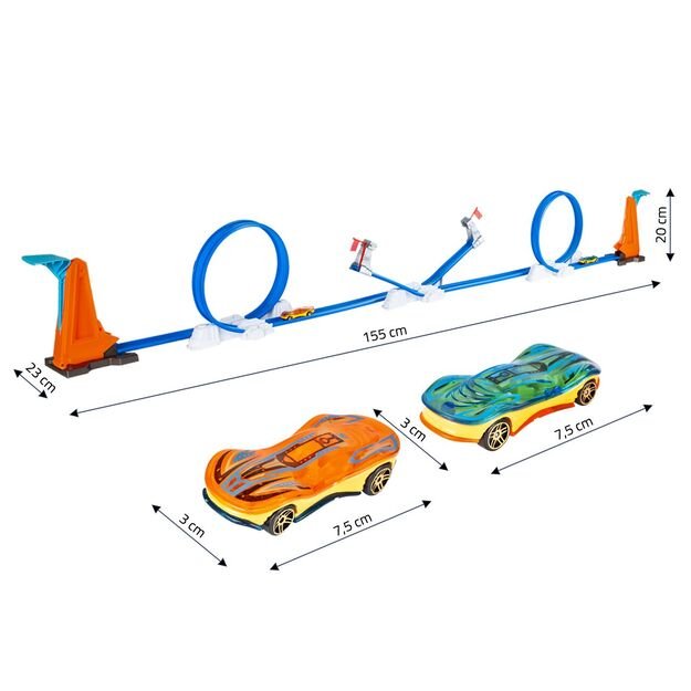 Žaislinė automobilių trasa su paleidimo įrenginiais ir 2 automobiliais  2 LOOP