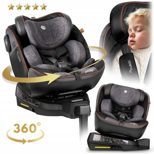 Nukido Prestige Line autokėdutė juoda/pilka 0-36kg ISOFIX