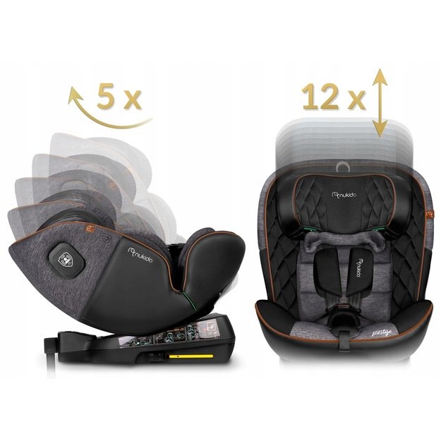 Nukido Prestige Line autokėdutė juoda/pilka 0-36kg ISOFIX