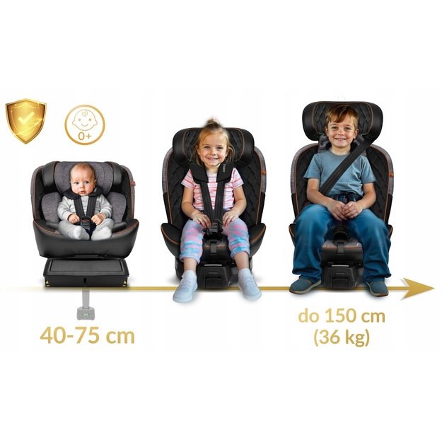 Nukido Prestige Line autokėdutė juoda/pilka 0-36kg ISOFIX