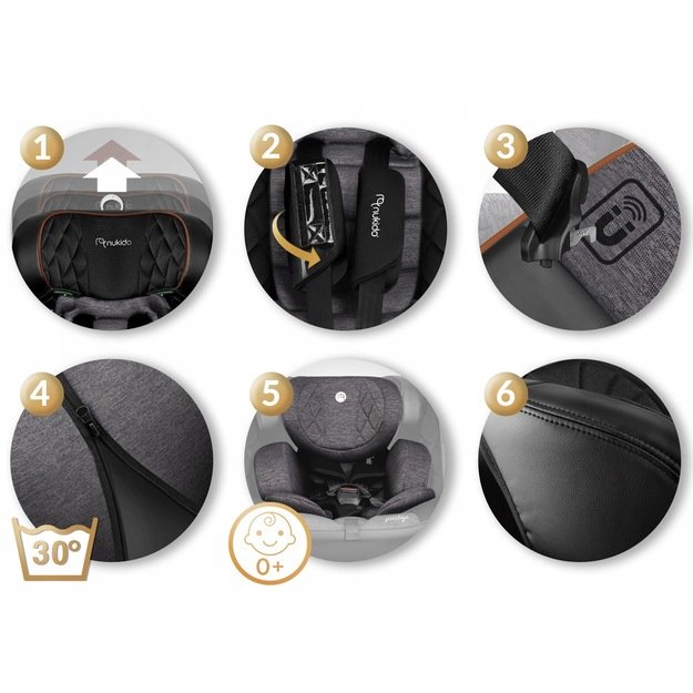 Nukido Prestige Line autokėdutė juoda/pilka 0-36kg ISOFIX