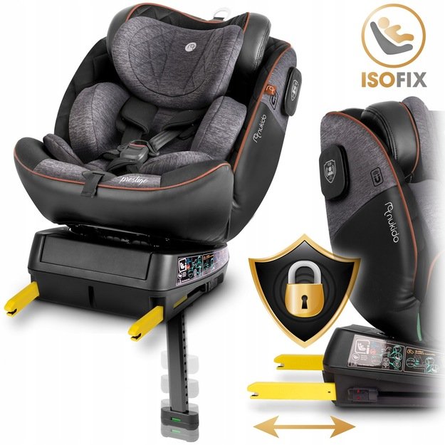 Nukido Prestige Line autokėdutė juoda/pilka 0-36kg ISOFIX