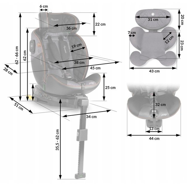 Nukido Prestige Line autokėdutė juoda/pilka 0-36kg ISOFIX