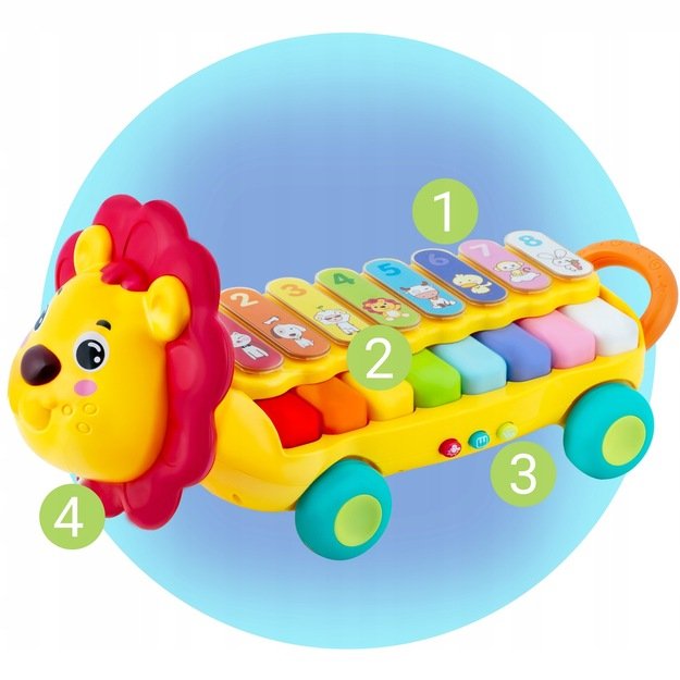 Važiuojantis muzikinis žaislas ksilofonas - pianinas Liūtas Ricokids, RK-740