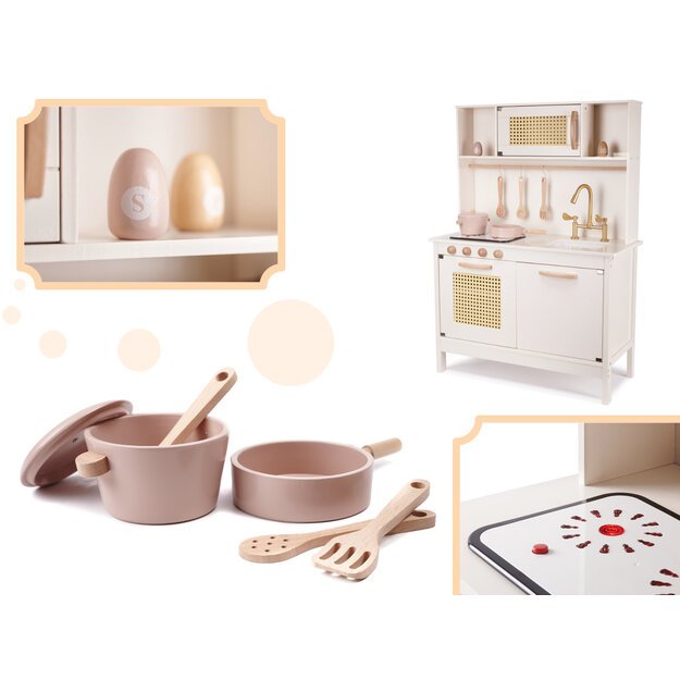 Vaikiška retro MDF medinė virtuvė su BOHO aksesuarais, baltos spalvos 3