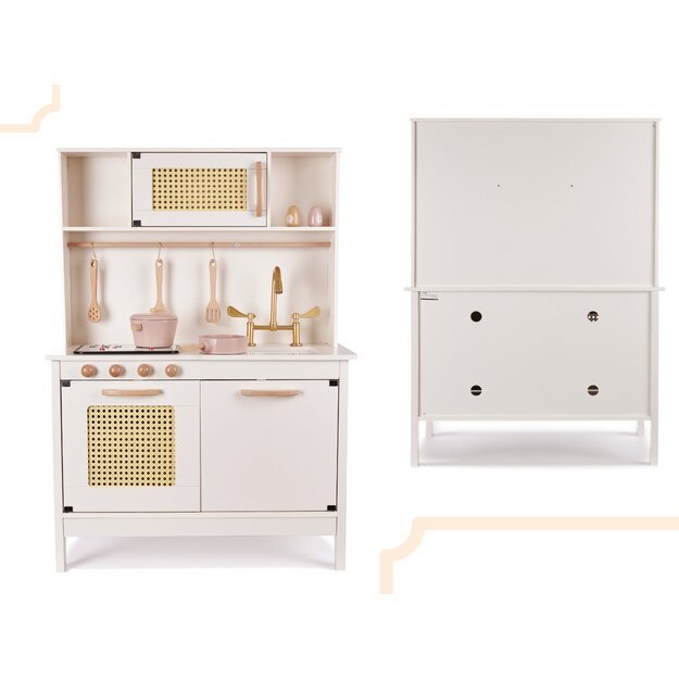 Vaikiška retro MDF medinė virtuvė su BOHO aksesuarais, baltos spalvos 1
