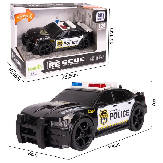 Žaislinis Policijos automobilis su šviesa, garsu ir atidaroma bagažine 2