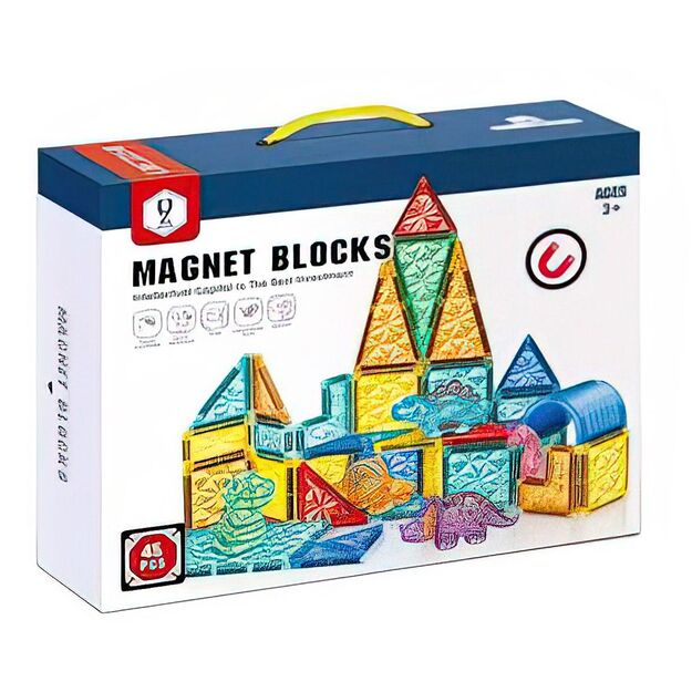 Magnetinis konstruktorius su dinozaurų figūrėlėmis, 45 vnt. 3