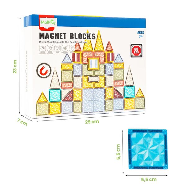 Magnetinis konstruktorius su dinozaurų figūrėlėmis, 45 vnt. 1