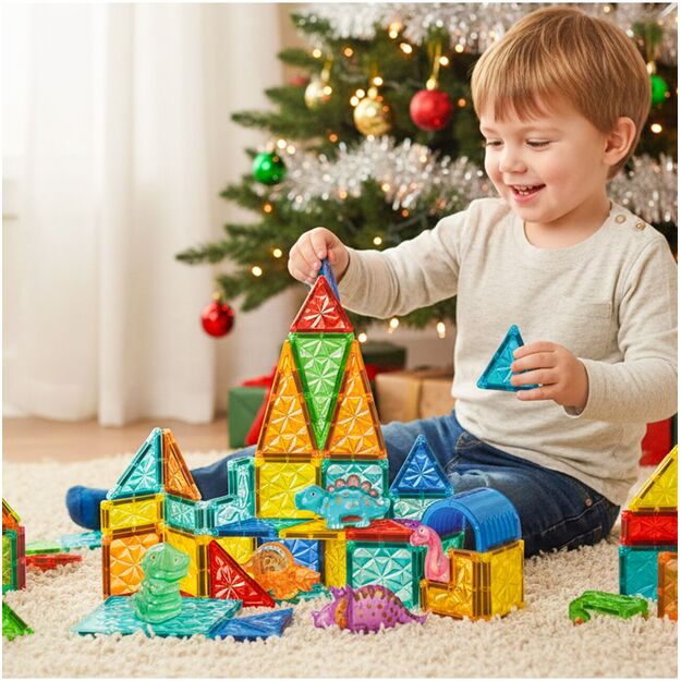 Magnetinis konstruktorius su dinozaurų figūrėlėmis, 45 vnt. 4