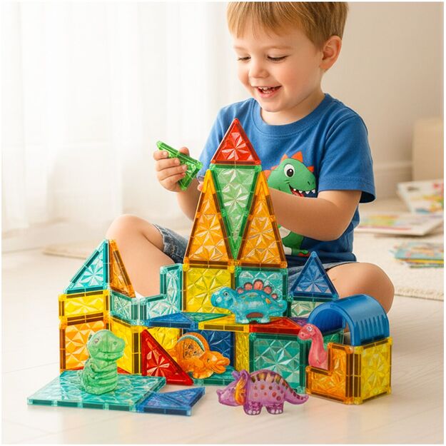 Magnetinis konstruktorius su dinozaurų figūrėlėmis, 45 vnt. 11