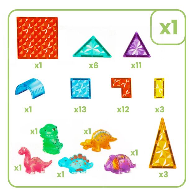 Magnetinis konstruktorius su dinozaurų figūrėlėmis, 45 vnt. 9