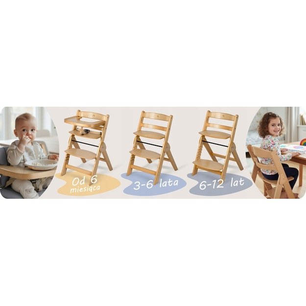 Nukido Medinė sulankstoma maitinimo kėdutė su reguliuojamais dirželiais 1