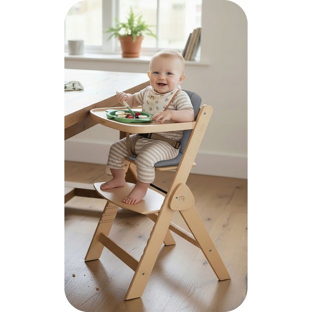 Nukido Medinė sulankstoma maitinimo kėdutė su reguliuojamais dirželiais 7