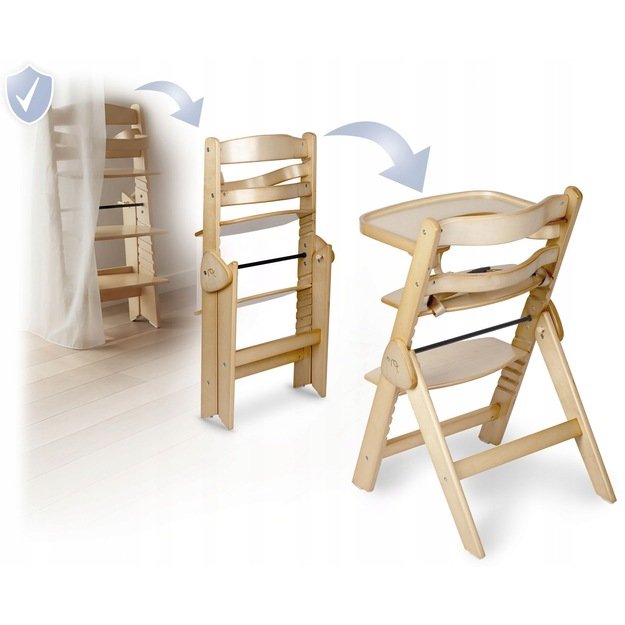 Nukido Medinė sulankstoma maitinimo kėdutė su reguliuojamais dirželiais 4