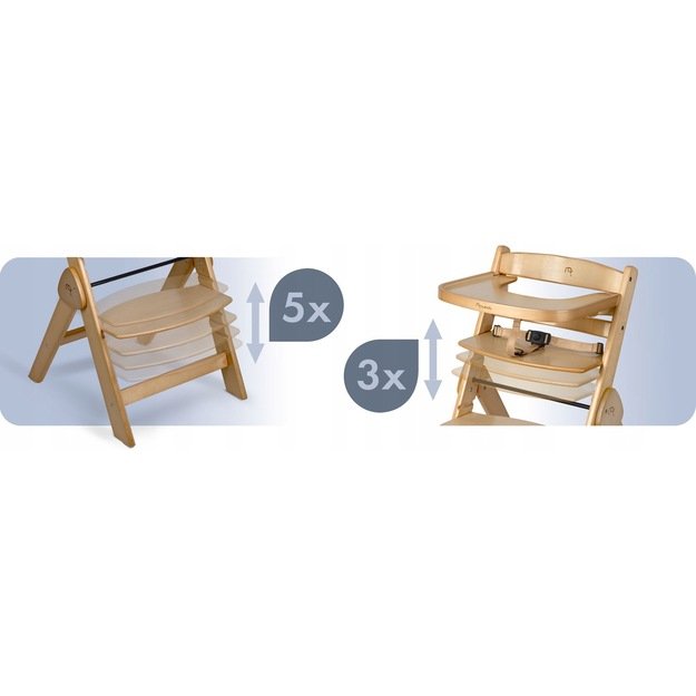 Nukido Medinė sulankstoma maitinimo kėdutė su reguliuojamais dirželiais 3